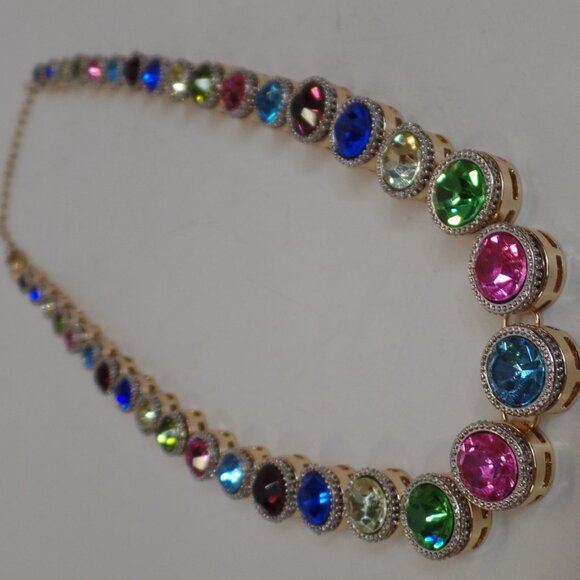 OPC CN RAINBOW Goldtone Chain Necklace & Bracelet & COLORFUL Premium Crystals - Picture 6 of 11